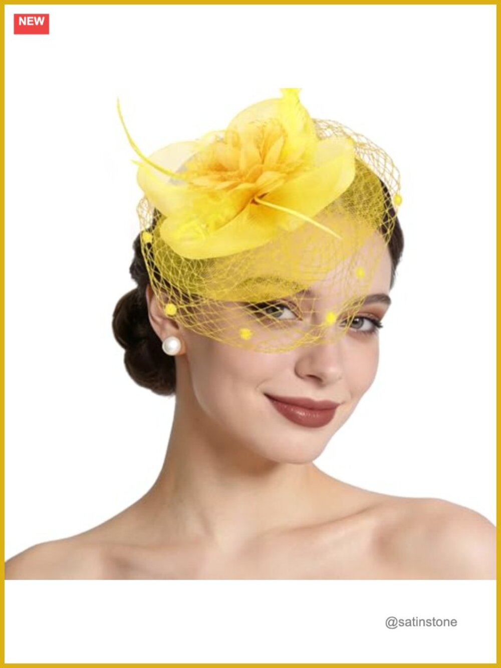 Fascinator Hat Mesh Feathers Headband Hair Clip Elegant Tea Party
